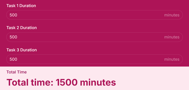 Daily Task Time Calculator template - Made by ActiveCalculator