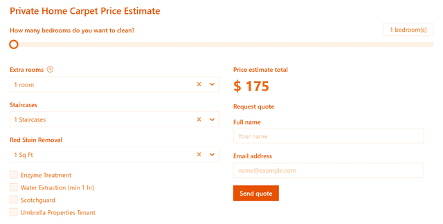 Private Home Carpet Price Estimate template - Made by ActiveCalculator