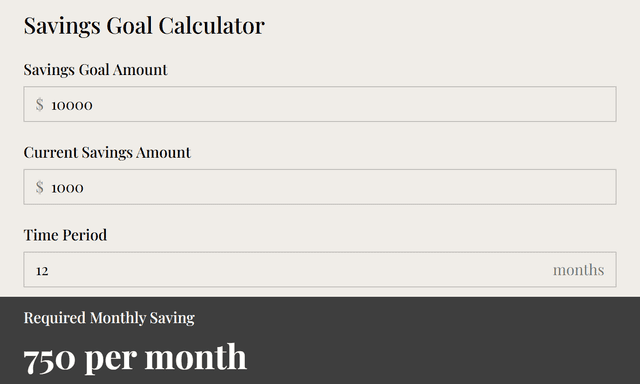 Savings Goal Calculator template - Made by ActiveCalculator