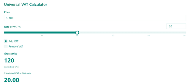 Universal VAT Calculator template - Made by ActiveCalculator