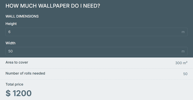 Wallpaper Quantity Calculator template - Made by ActiveCalculator