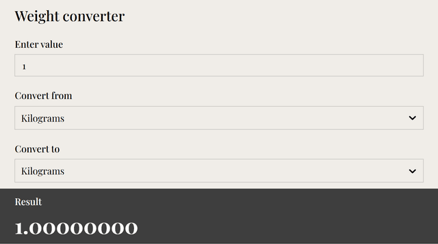 Weight Converter template - Made by ActiveCalculator