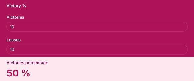 Win Percentage Calculator template - Made by ActiveCalculator