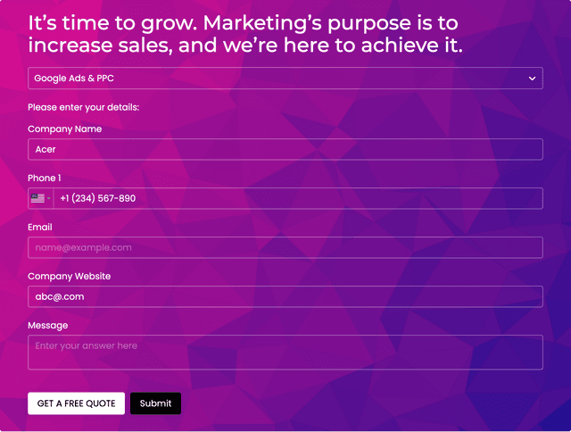 Hero Section Lead Generation template - Made by ActiveCalculator