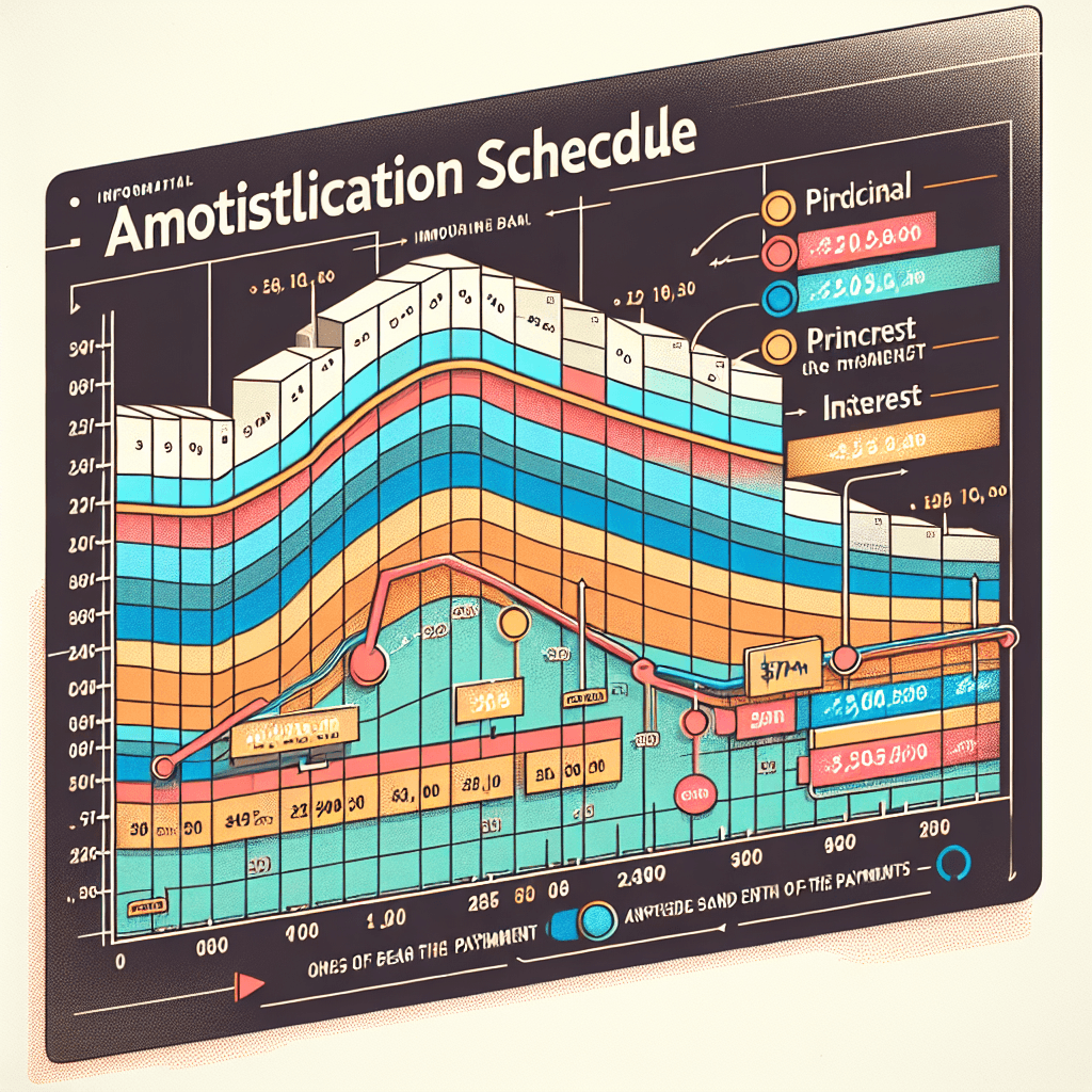 A visual representation of an amortization schedule, showing how the proportion of principal and interest in each payment changes over time.