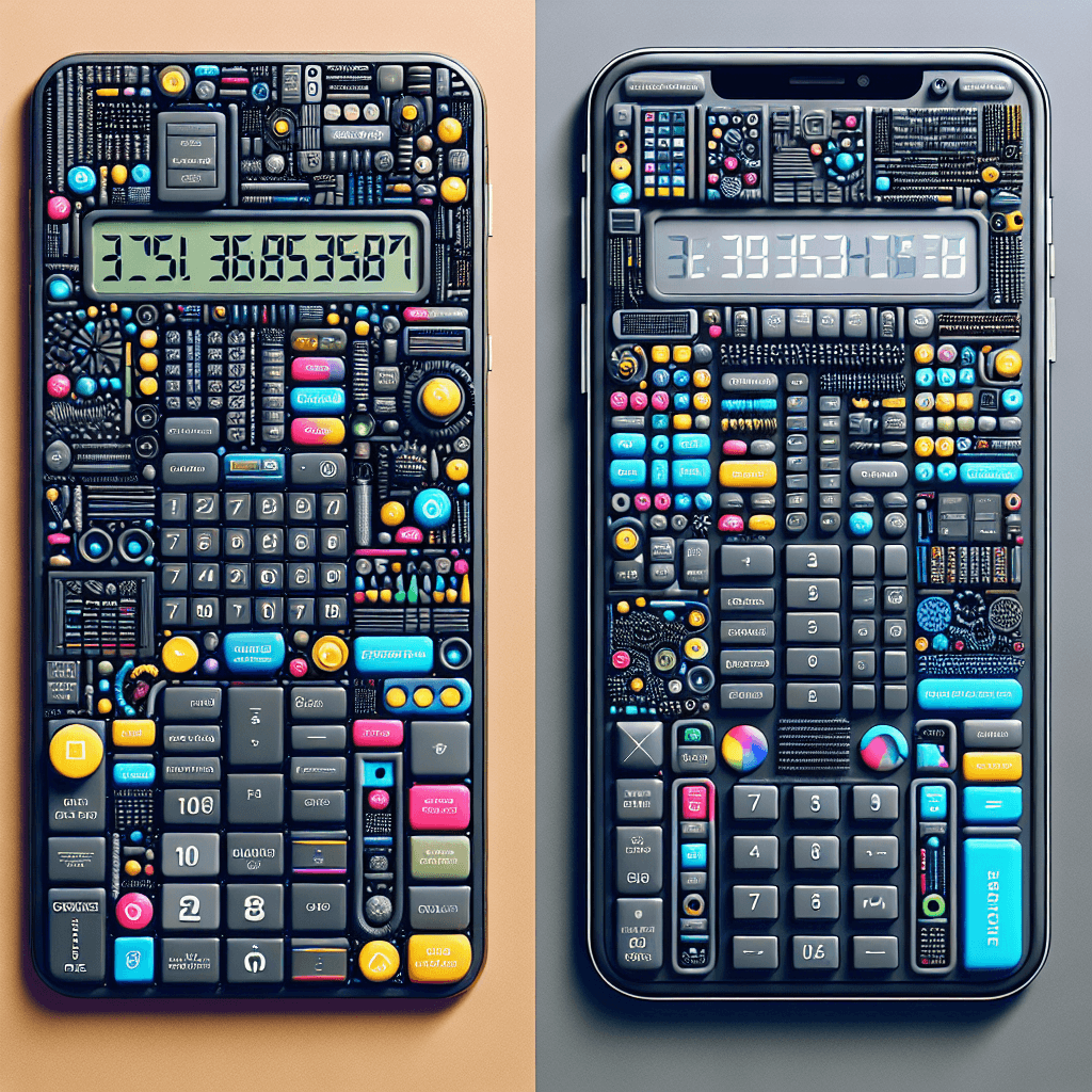 A side-by-side comparison of a poorly designed calculator interface and a well-designed, user-friendly interface