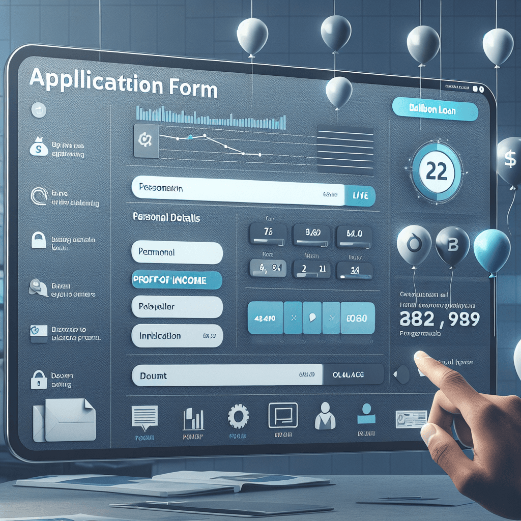 A screenshot of a user-friendly online balloon loan application interface