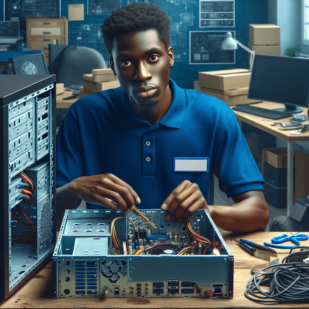 IT support technician working on computer hardware