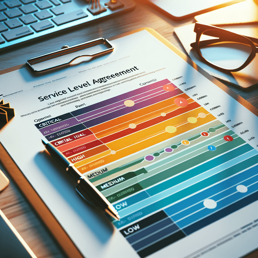 Service level agreement (SLA) document or chart showing response time targets by issue severity