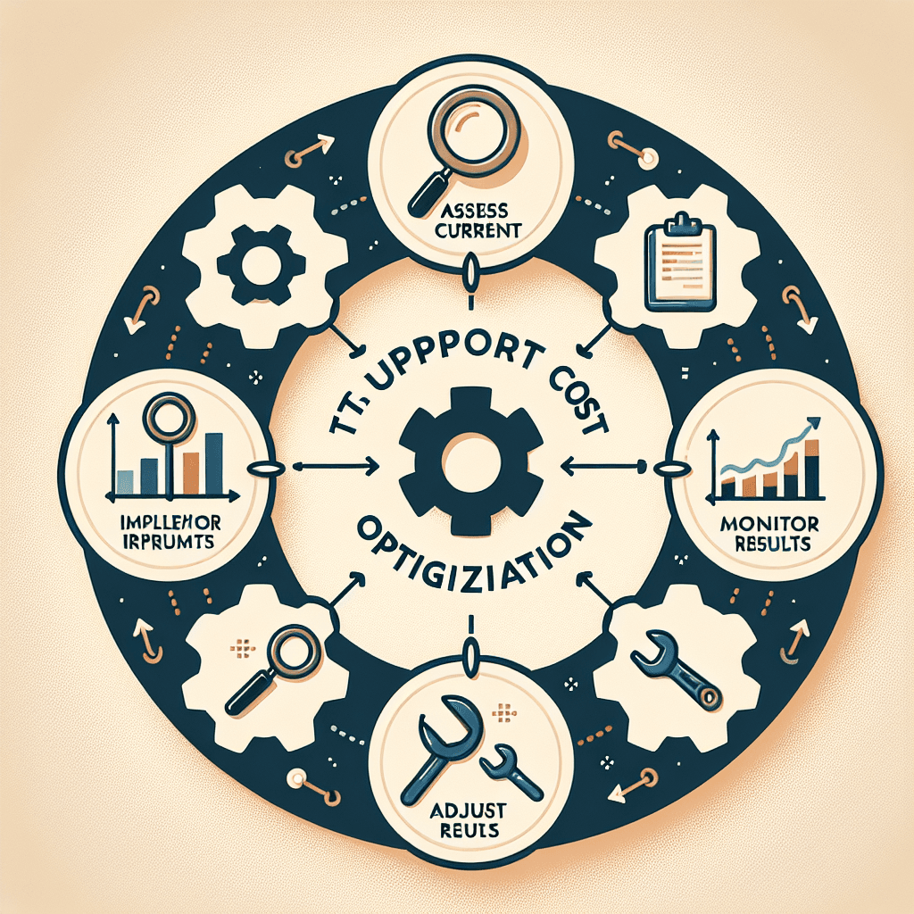 IT support cost optimization cycle showing continuous improvement process