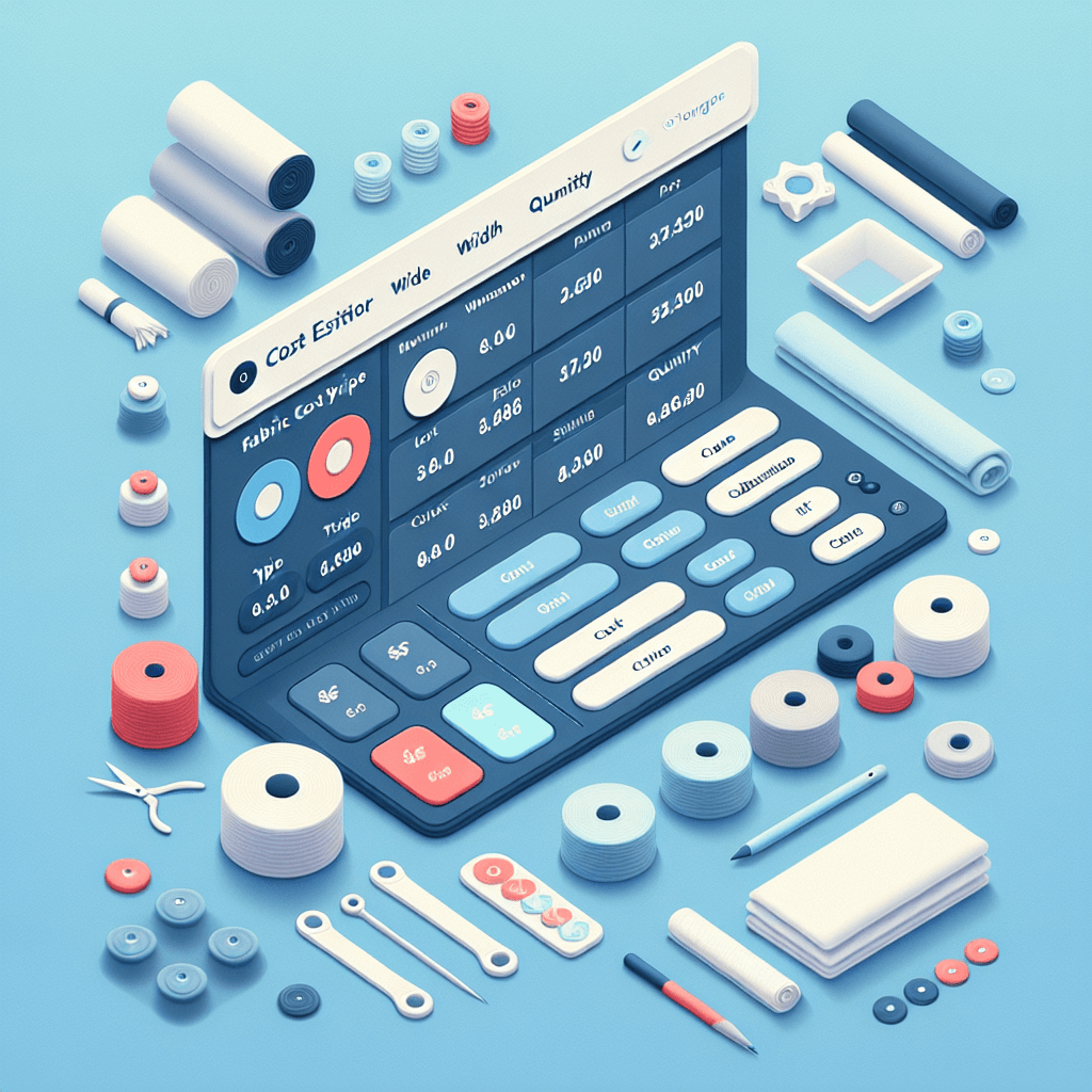 A screenshot of the Fabric Cost Estimator interface, showcasing its user-friendly design and input fields