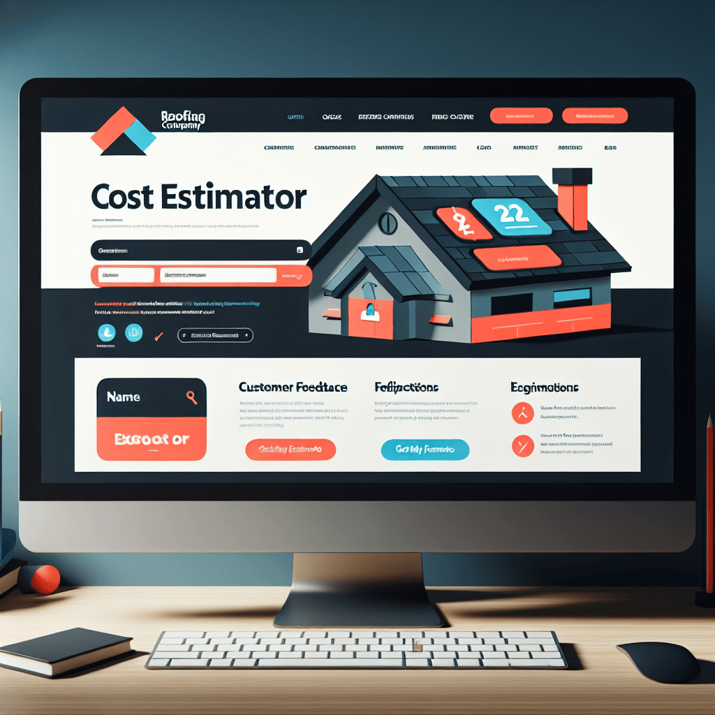 A roofing website showcasing a well-integrated cost estimator that matches the brand's design