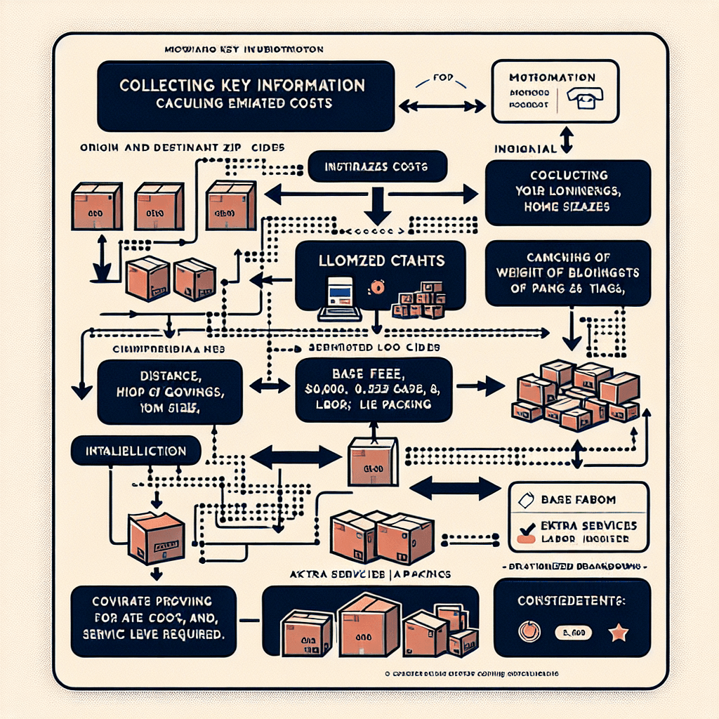 A flowchart illustrating the process of how a moving cost calculator works