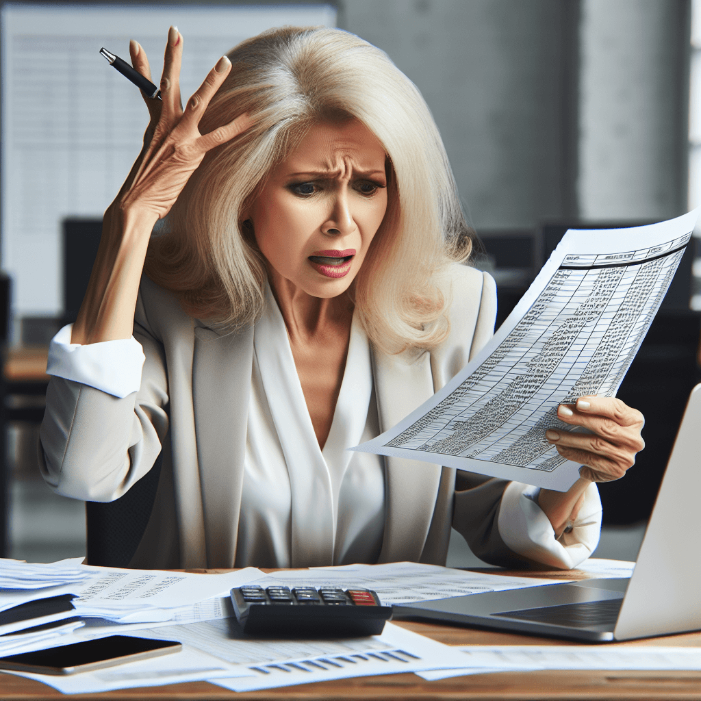 A person looking confused while reviewing a spreadsheet with labor cost data