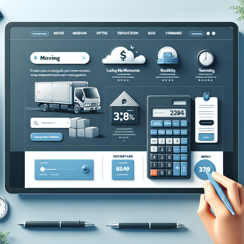 a moving company website with a prominent estimate calculator