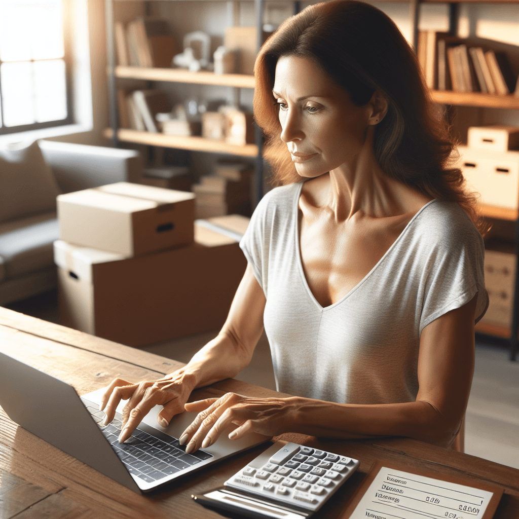 a person using a moving estimate calculator on a laptop