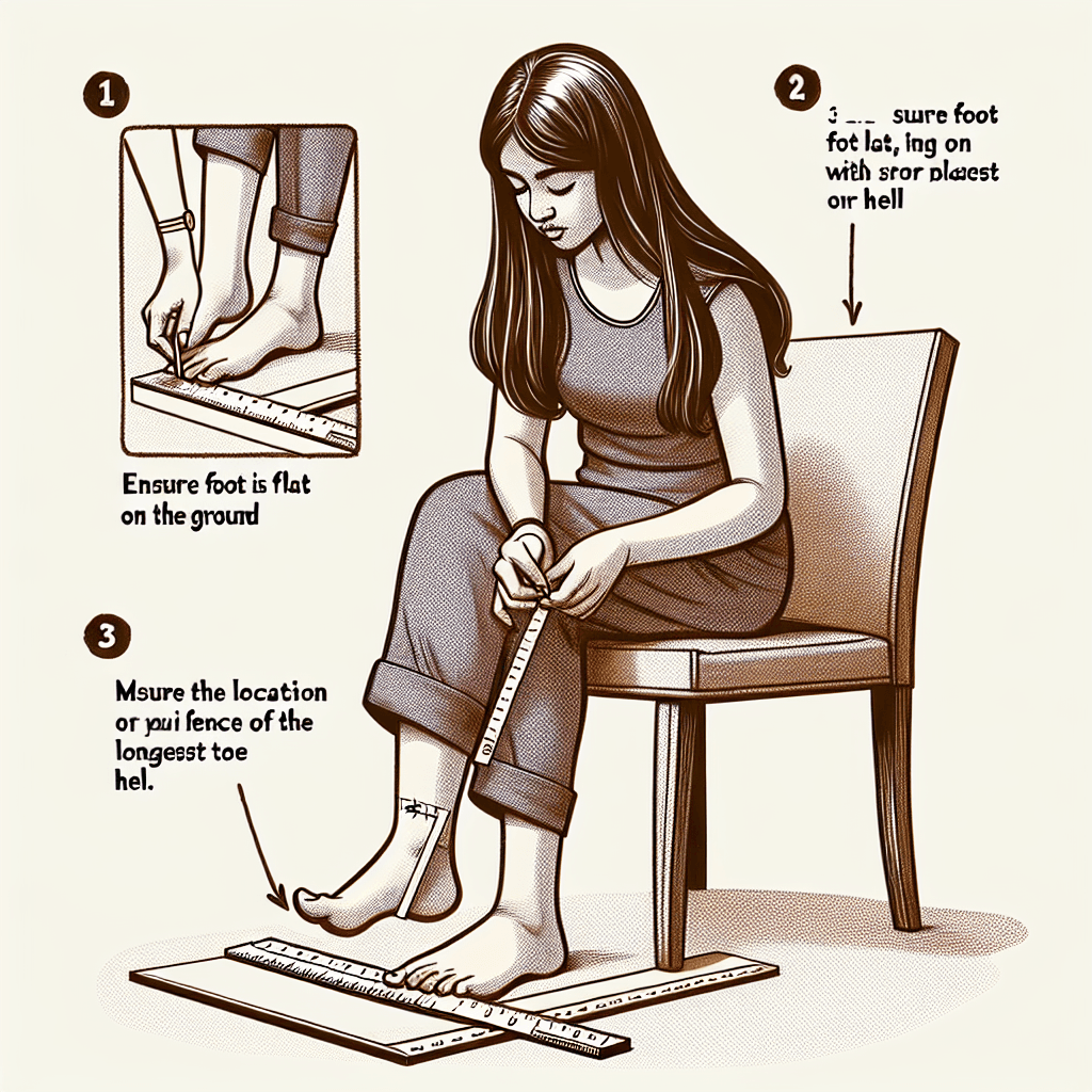 Illustration demonstrating how to measure foot length and width