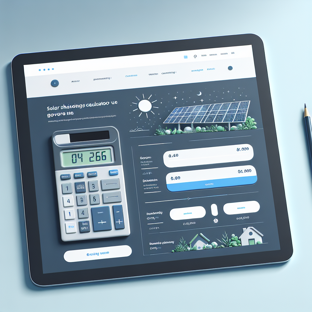A website homepage featuring a prominently displayed solar savings calculator