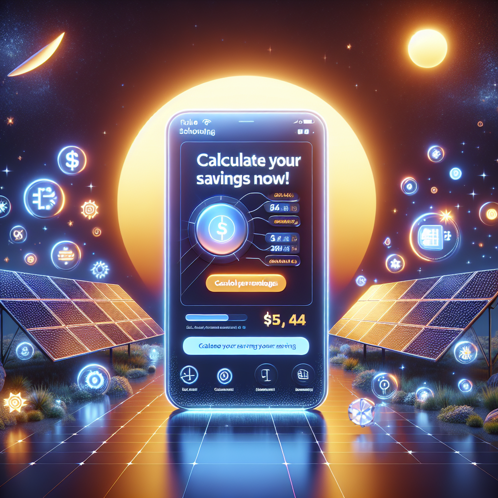 A social media post promoting a solar savings calculator, with an engaging visual and a clear CTA