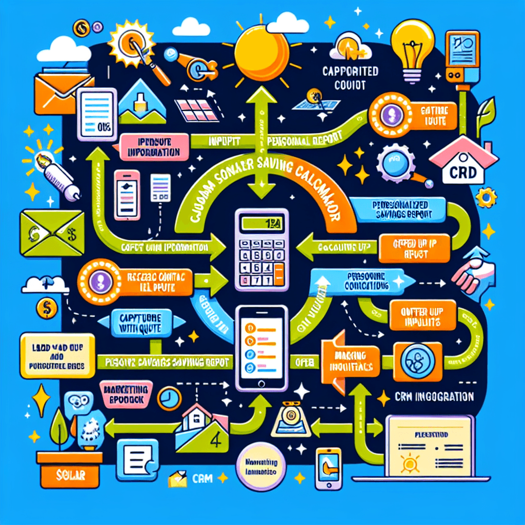 Flowchart illustrating the integration of a solar savings calculator into a lead generation strategy