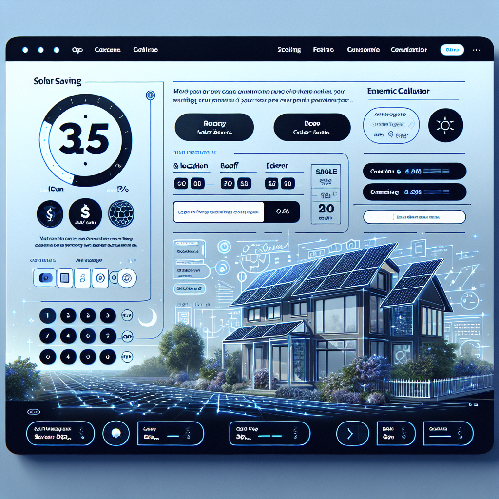 Solar company website featuring an interactive solar savings calculator