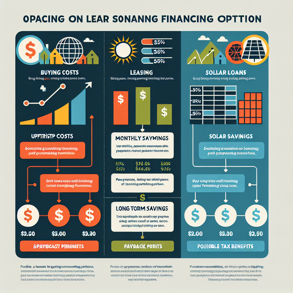 Infographic comparing the key features and benefits of solar financing options