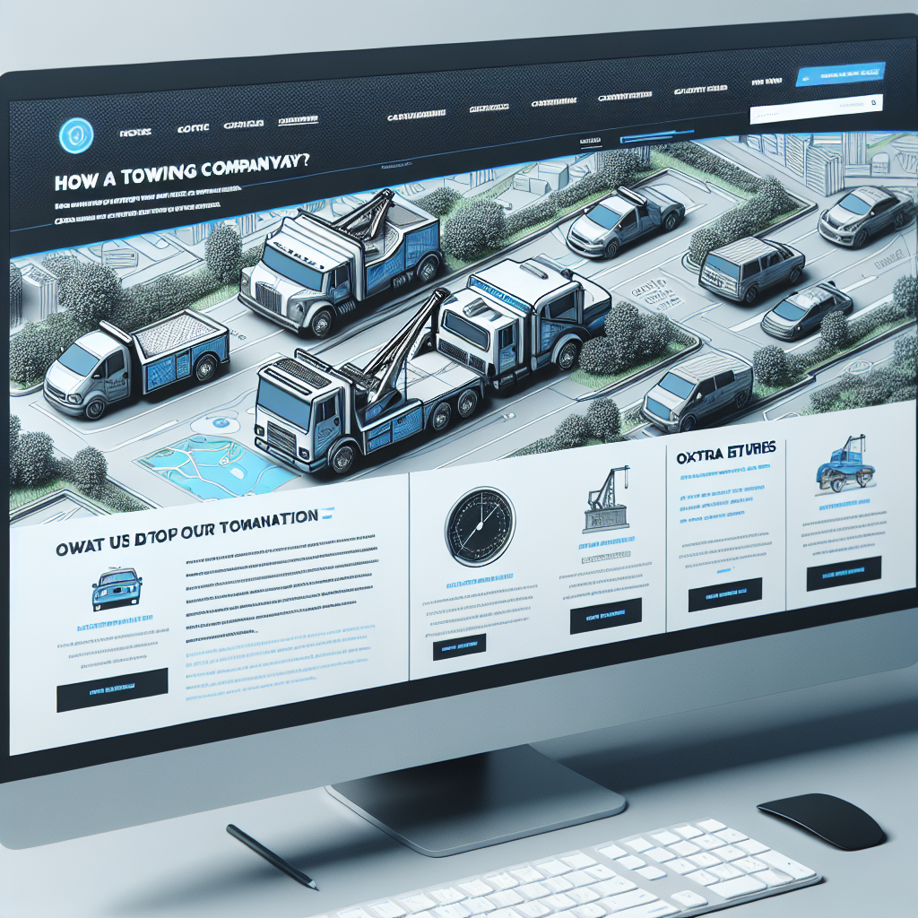A clean, modern towing website design showcasing services and contact information