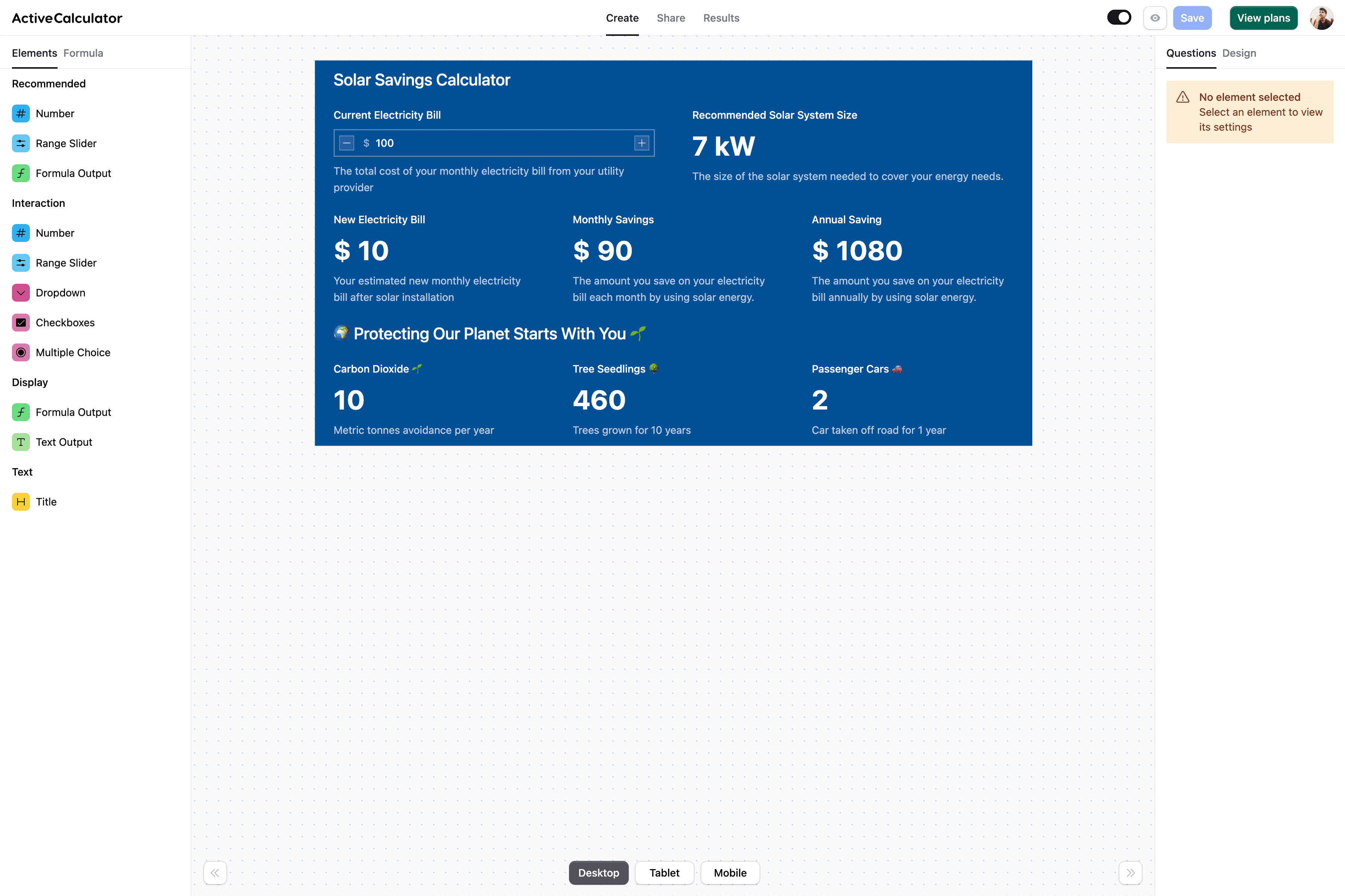 Building Solar Saving Calculator