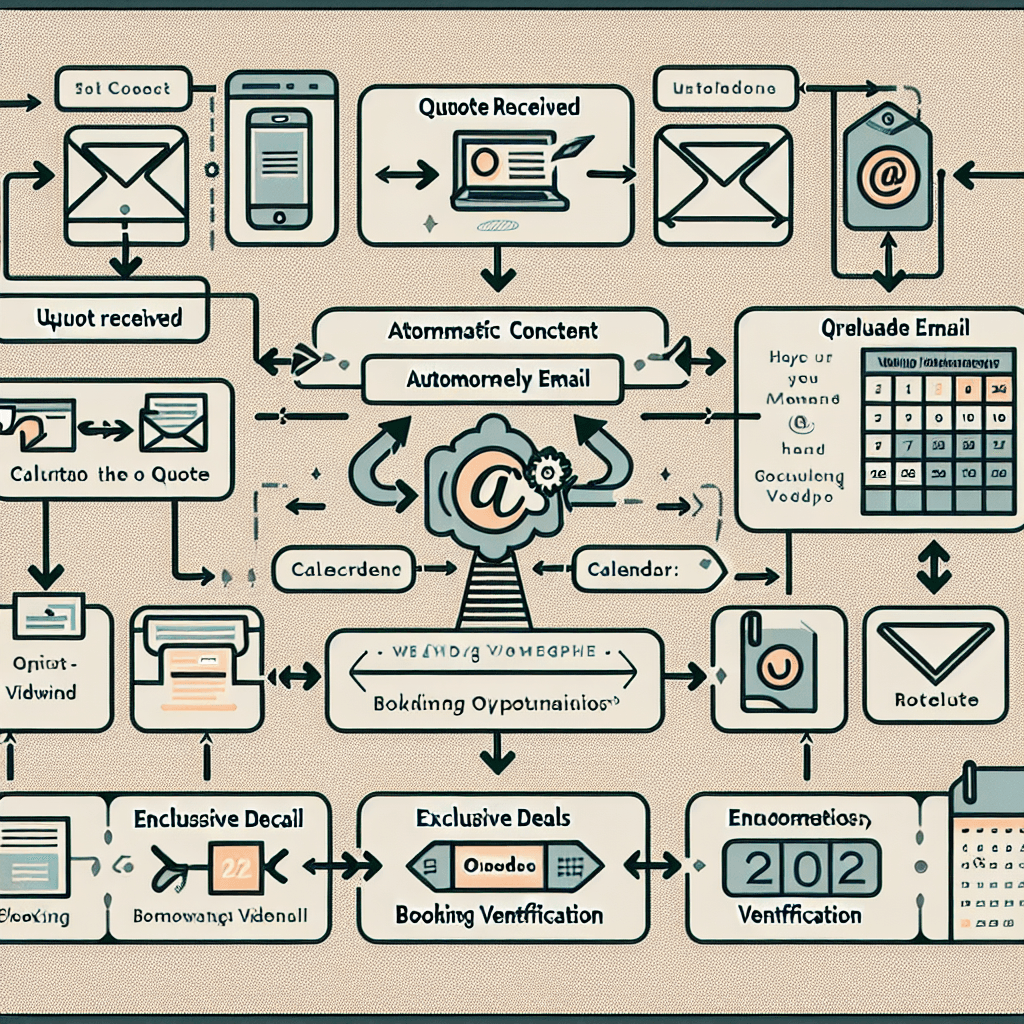 A visual representation of an automated email follow-up sequence for wedding videography leads