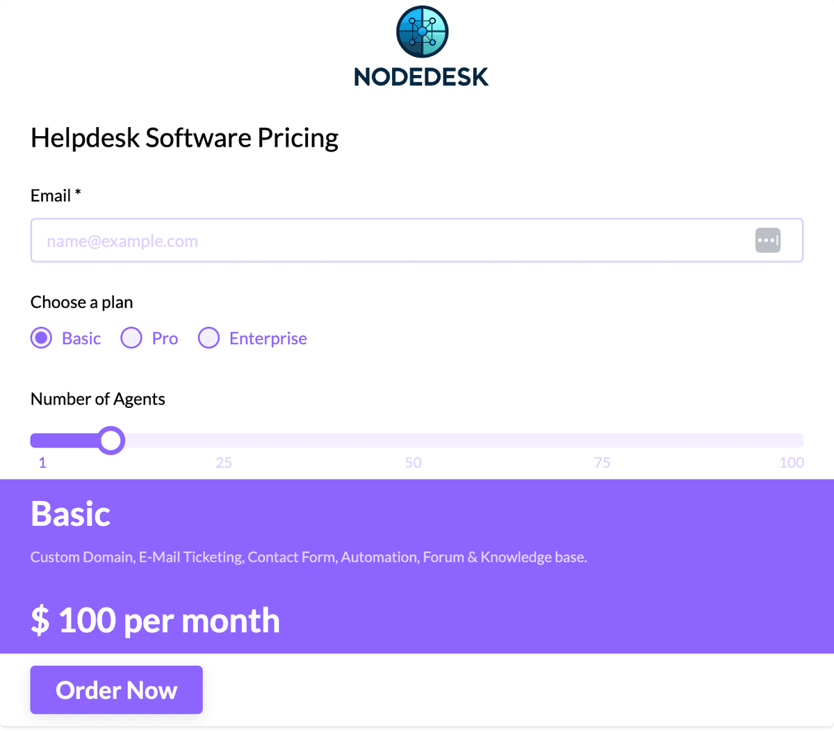 Example of HelpDesk calculator with an Image element