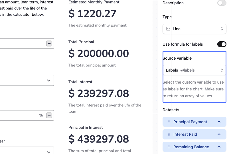 Select custom variable for labels