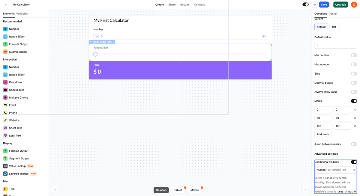 Conditional Visibility Settings