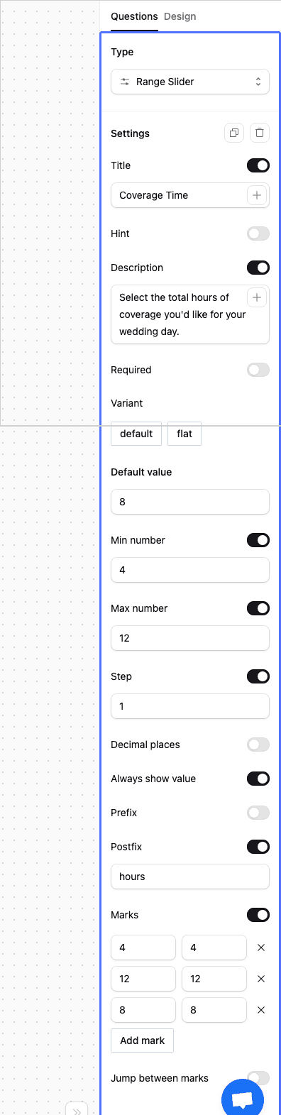 Customizing Range Slider Input Settings in ActiveCalculator