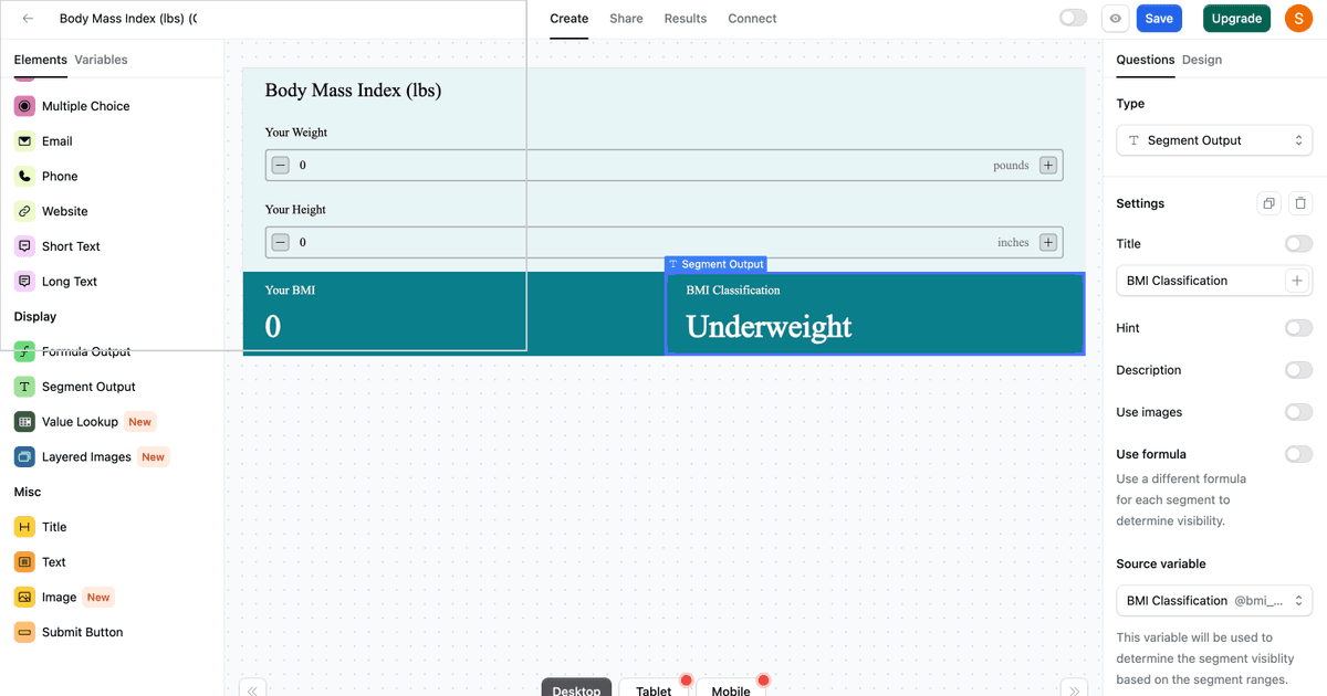 Open Right Sidebar Settings for Segment Output Element