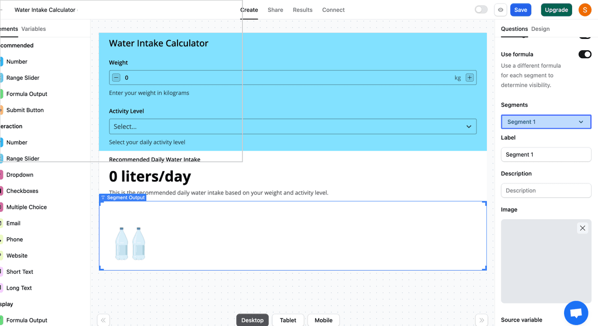 Click on your custom segment to set a formula source variable