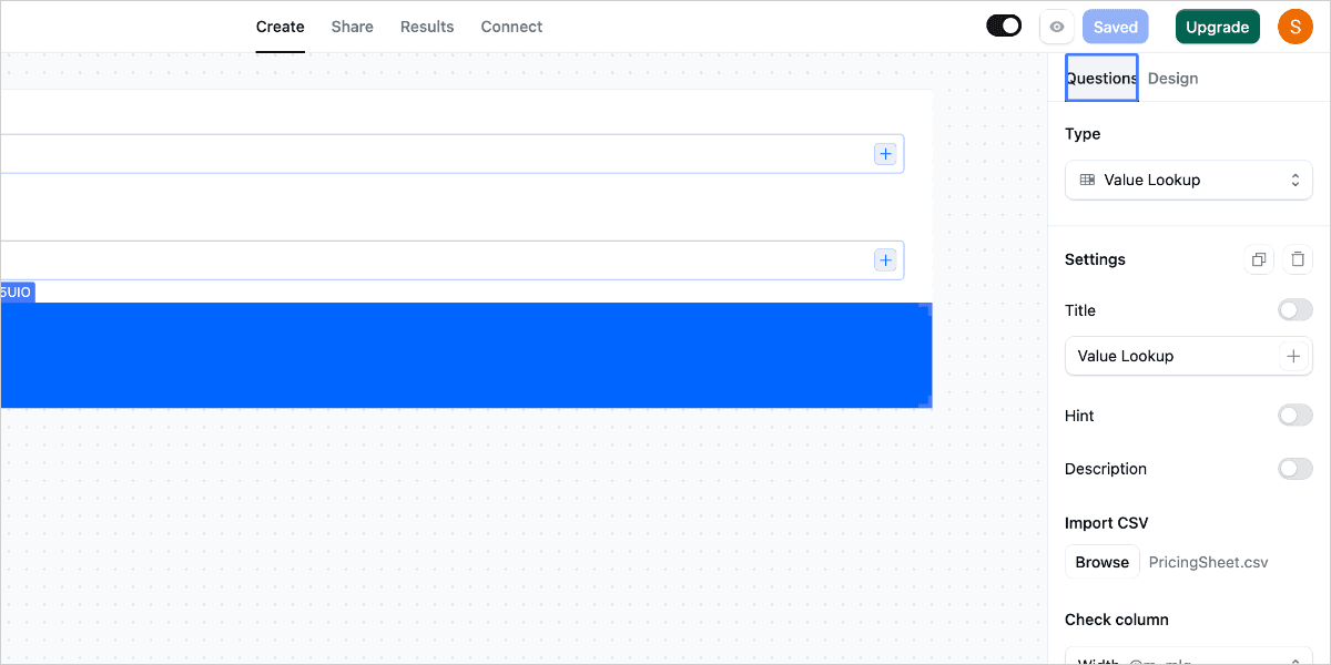 Value Lookup Element Settings