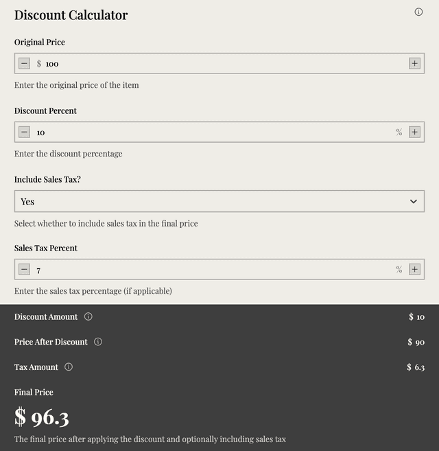 Discount Calculator template - Made by ActiveCalculator