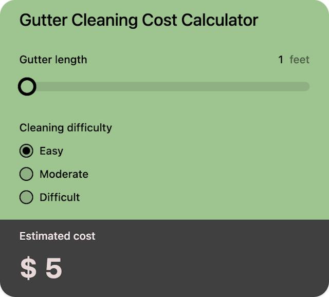 Gutter Cleaning Cost Calculator template - Made by ActiveCalculator
