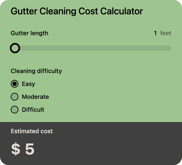 Gutter Cleaning Cost Calculator template - Made by ActiveCalculator