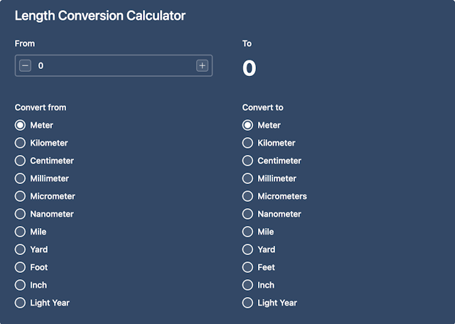 Length Conversion Calculator template - Made by ActiveCalculator