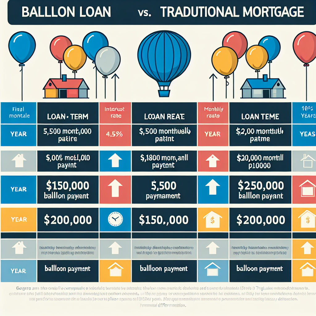 A comparison chart illustrating the differences between balloon loan and traditional mortgage payment structures