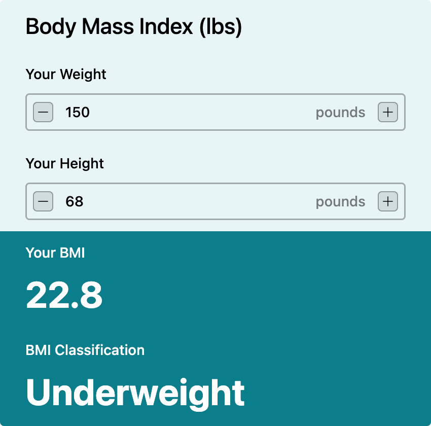 Body Mass Index (lbs) template - Made by ActiveCalculator