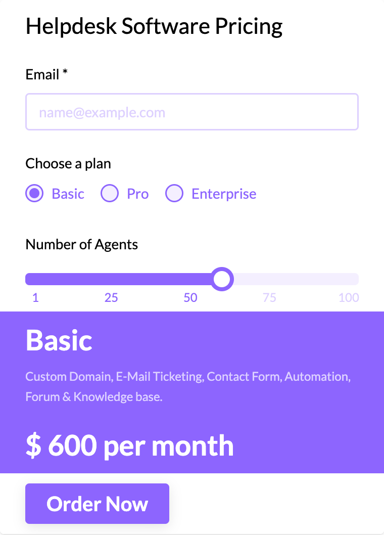 Helpdesk Software Pricing Calculator template - Made by ActiveCalculator